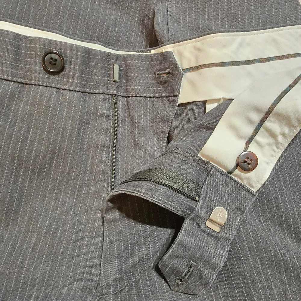 Dockers Pinstripe Dress Pants Men 36x32 Gray Straight Leg Business Casual Office